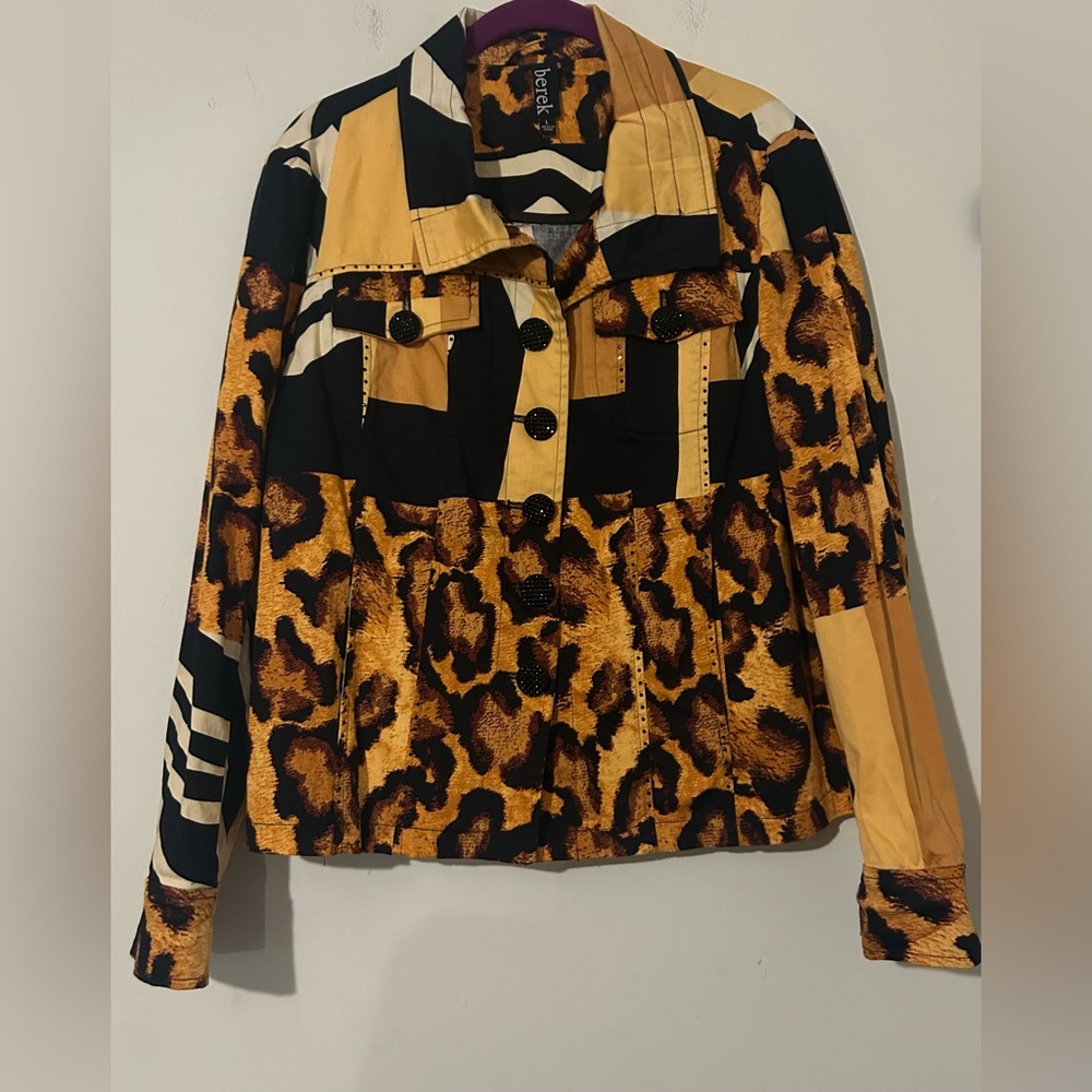 Berek Black and Tan Animal Print Jacket